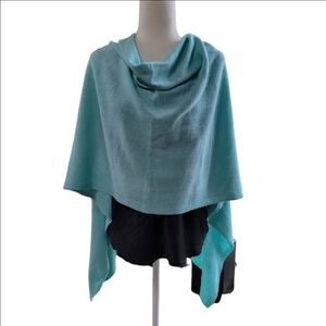Pastel Turquoise Knit Shawl Wrap Scarf EUC